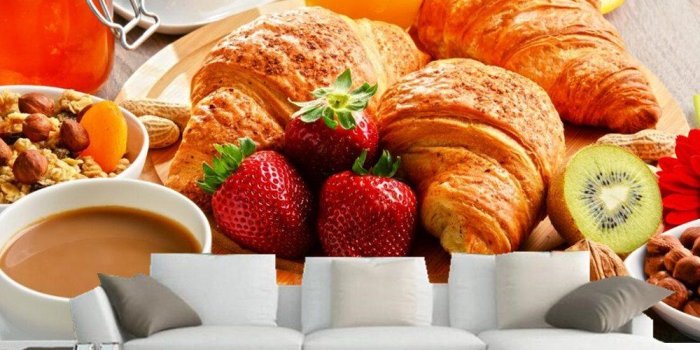 1000x900 Yosot Custom 3D Mural Coffee Juice Bread Fruit Food Wallpaper Living