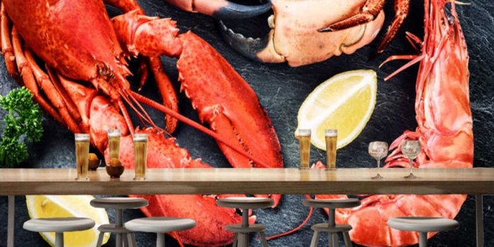 1000x1000 US $30.0 |Seafood Shrimp crab food 3d wallpaper papel de parede,kitchen  fast food shop sushi shop restaurant bar mural-in Wallpapers from Home