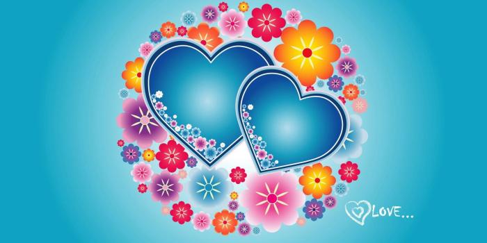 1680x1050 Two blue Heart with flowers clip art HD wallpaper | Wallpaper Flare