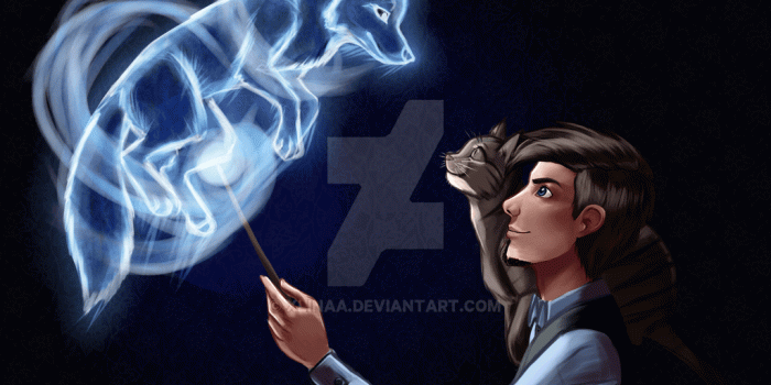 1024x768 Patronus: fox by linaauke