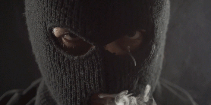 1920x1080 dangerous terrorist in a balaclava smokes e-cigarette vape and makes a lot  of smoke. Stock Video Footage - Storyblocks Video