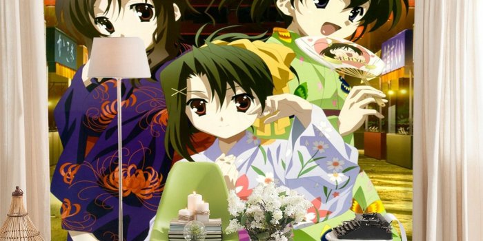 1600x1386 3D School Days Kimono Girl 4 Japan Anime Fototapete Tapete Poster