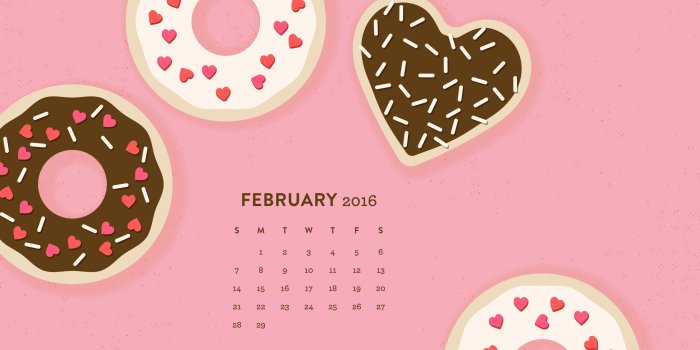 2560x1440 February 2016 Calendar Wallpaper - Sarah Hearts
