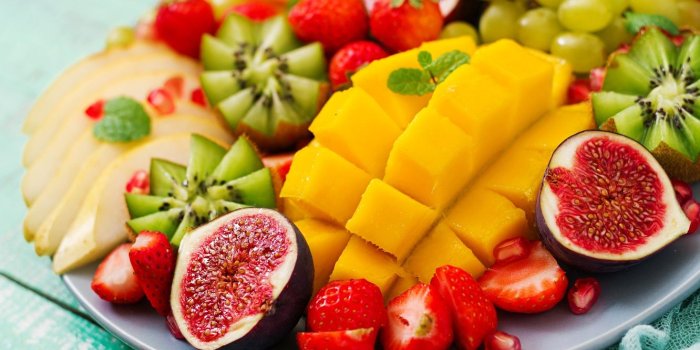 1332x850 Wallpaper berries, orange, colorful, kiwi, strawberry, grapes