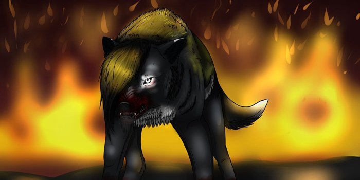 1280x923 Picture Wolves Fantasy Fire Magical animals Vector Graphics