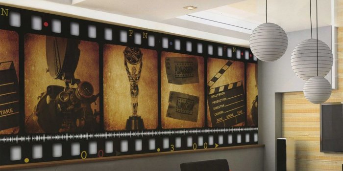 1096x800 Home Theater Decor Film FILMSTRIP Wallpaper Wall Mural in 2019 | For