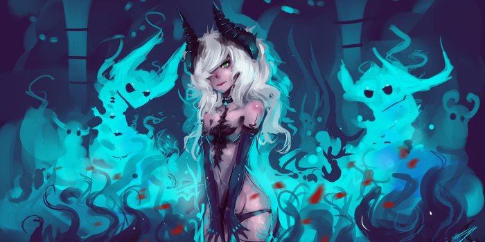 5000x3000 Blue Fire Skull Wallpaper - Anime Girl With Blue Flames Free