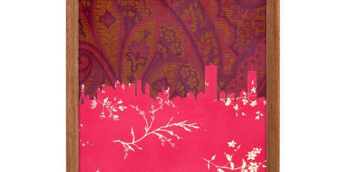 900x1050 Bright Red Boston Skyline Print - Laser Cut Wallpaper - Paisley and Floral  Pattern