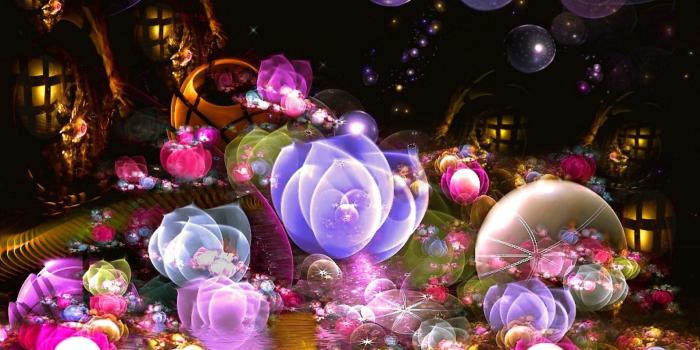 1920x1080 Full Hd Wallpaper Flower Fairy Night Magic Latern - Fractal Flowers