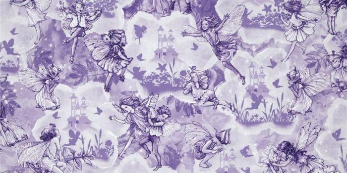1000x1000 Michael Miller Flower Fairies Dreamland Glitter Metallic Lilac
