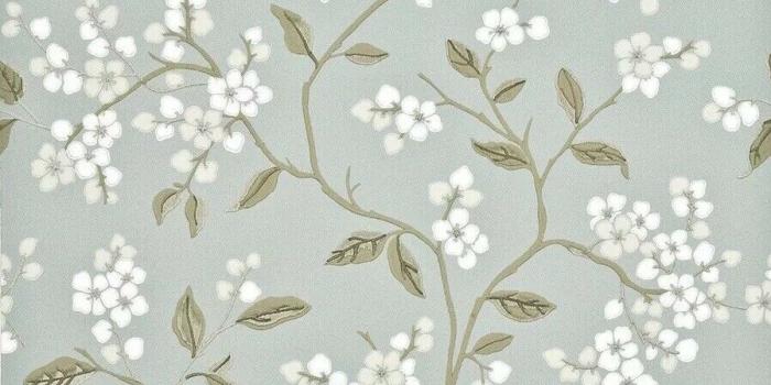 898x1064 NEW GP & J Baker Apple Blossom Wallpaper, Aqua / Gilver, BW45039/2