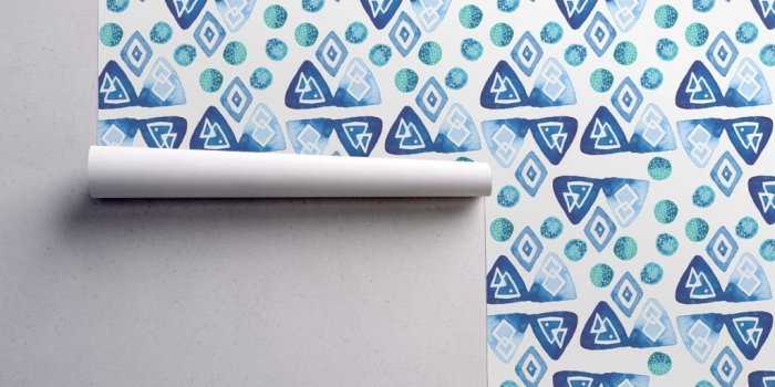 1024x1024 Details about Peel-and-Stick Removable Wallpaper Indigo Watercolor  Geometric Abstract