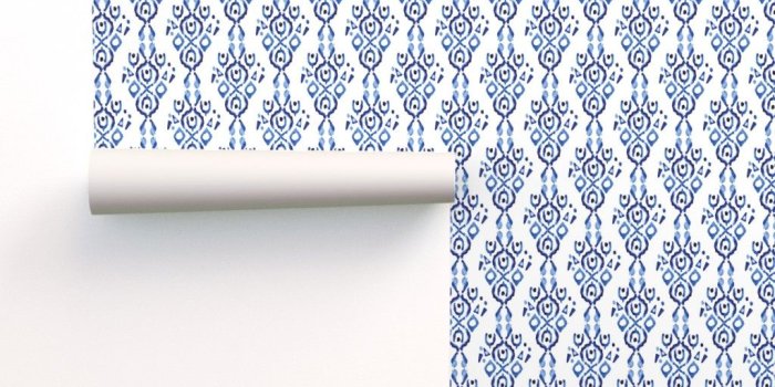 1024x1024 17-10V Blue Indigo Ikat Abstract Boho on Isobar by misschiffdesigns