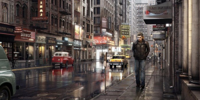 2560x1440 Lonely man in the city HD desktop wallpaper : Widescreen : High