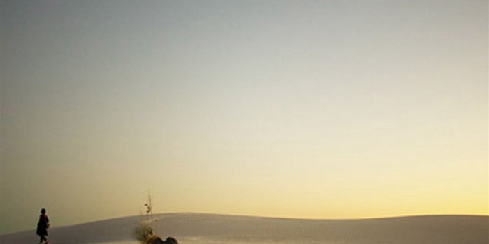 1024x1024 Lonely Man In Wide Endless Desert Land iPad Air Wallpapers Free Download