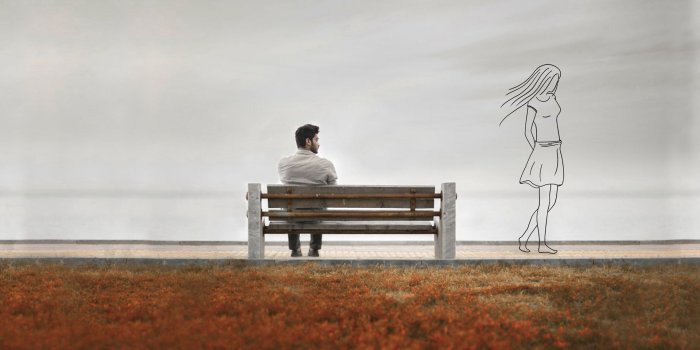 1920x1080 Download Wallpaper bench, 1920x1080, Lonely man on a bench near the sea