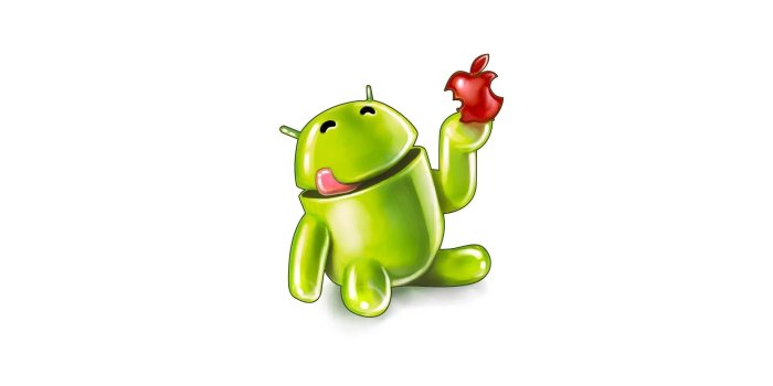 1920x1200 HD wallpaper: Android Eating Apple, android fantasy, background