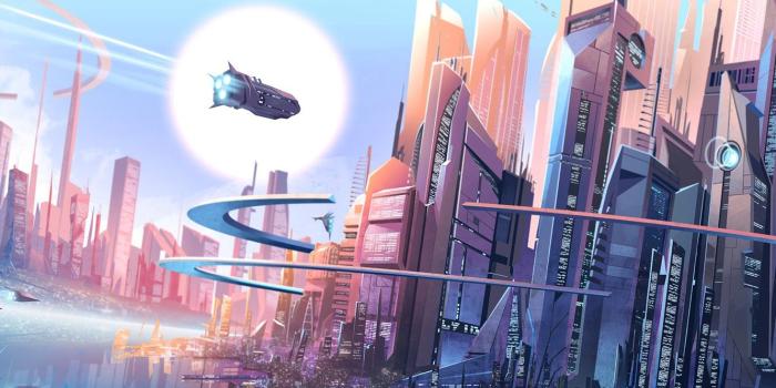 1332x850 Wallpaper future, City, fantasy, digital art, buildings, spaceships