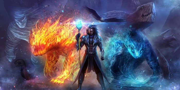 2500x1462 Fantasy Wizard Elemental Magic Creature Fantasy Wallpaper | D&D