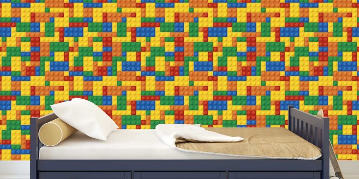 5000x4000 Removable Peel and Stick Wallpaper, Playroom Blocks Legos Theme