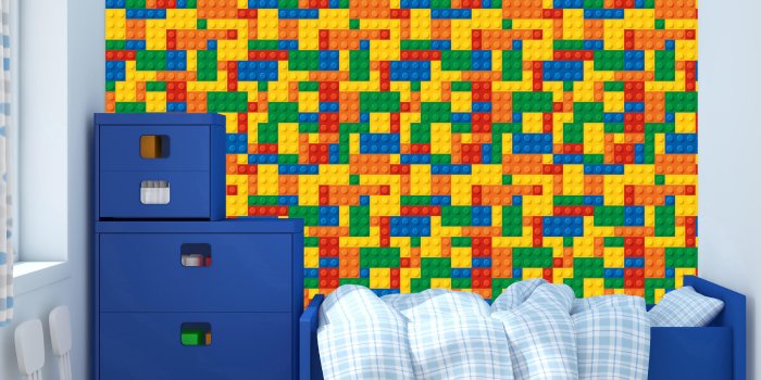 4436x3642 Removable Peel and Stick Wallpaper, Playroom Blocks Legos Theme