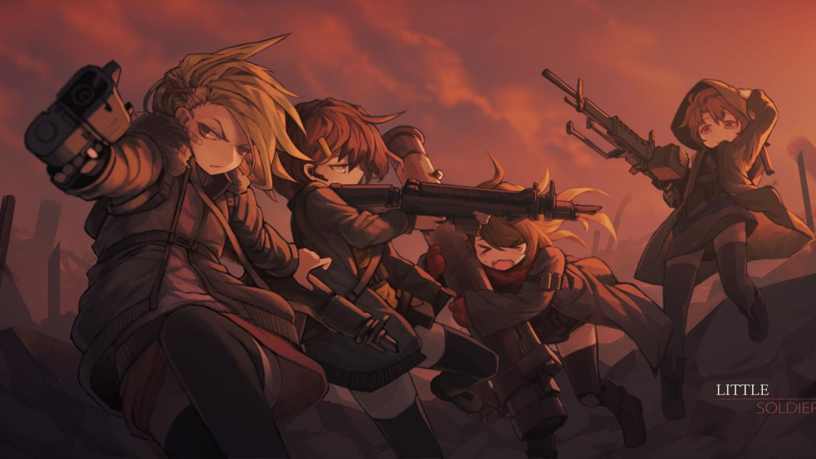 2560x1440 Download 2560x1440 Anime Girls, Battlefield, Guns, Sunset, Scenic