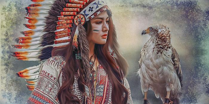 1920x1080 Wallpaper bird Indians Beautiful War bonnet Girls Painting 1920x1080