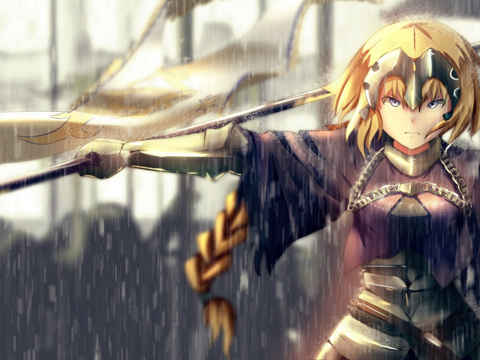 1600x1200 Download 1600x1200 Wallpaper Ruler, Fate/Grand Order, Warrior, Rain