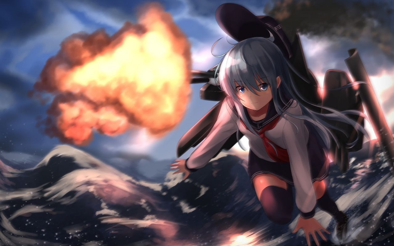 1280x800 Download 1280x800 Wallpaper Anime Girl, Battlefield, Kantai