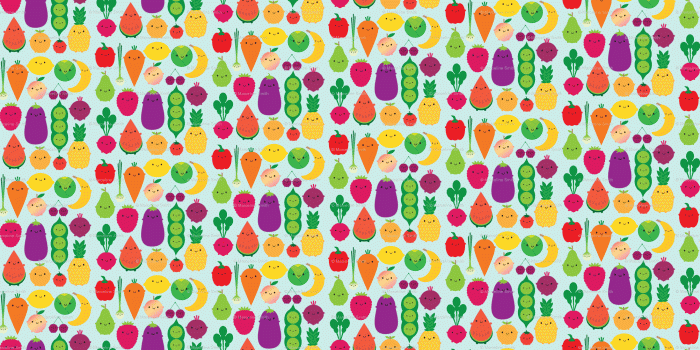 2674x1002 5 A Day Kawaii Fruit and Vegetables wallpaper - marcelinesmith