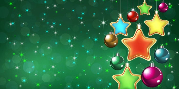 1332x850 Wallpaper holiday, New year, green background, Christmas decorations