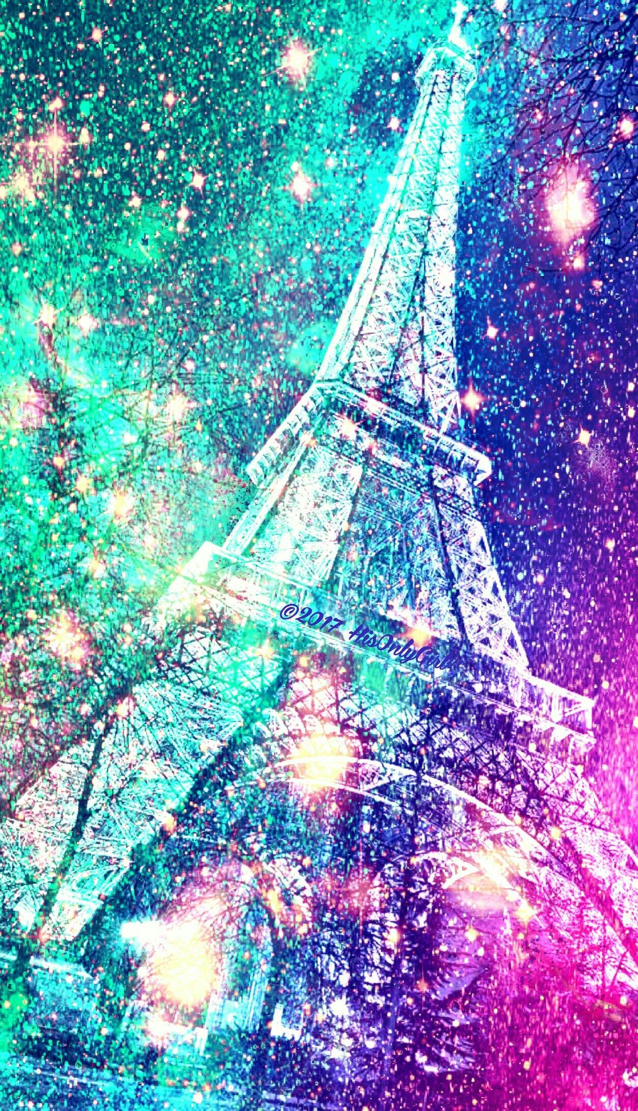 1254x2182 Bright Eiffel Tower galaxy sparkle wallpaper I created for the app