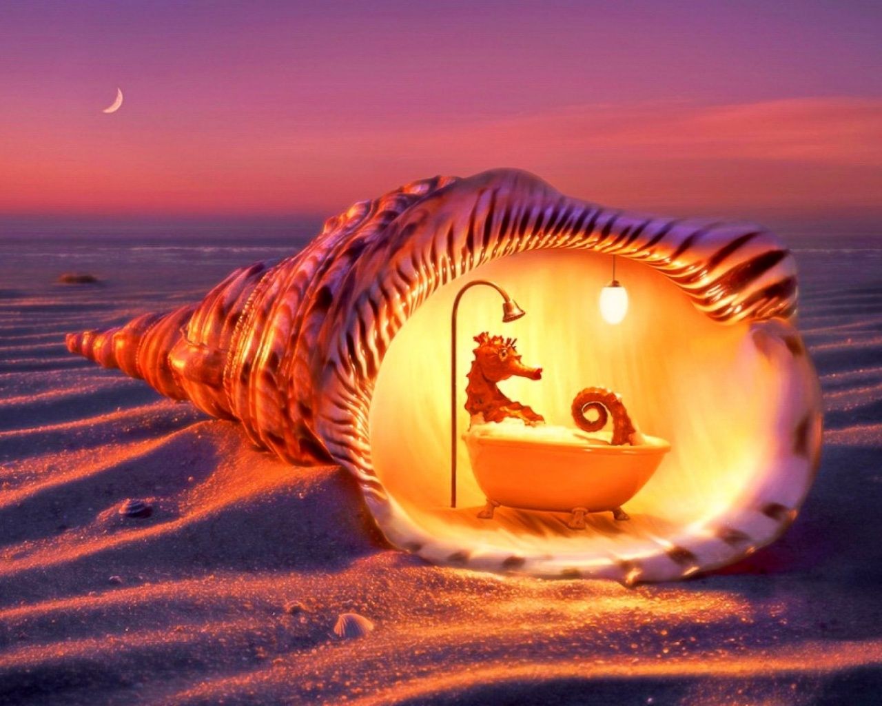 1280x1024 1280x1024 Sea Horse Relaxing Bath desktop PC and Mac wallpaper