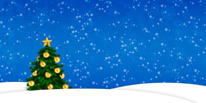 1920x1080 Snow falling on the golden Christmas tree wallpaper - Holiday