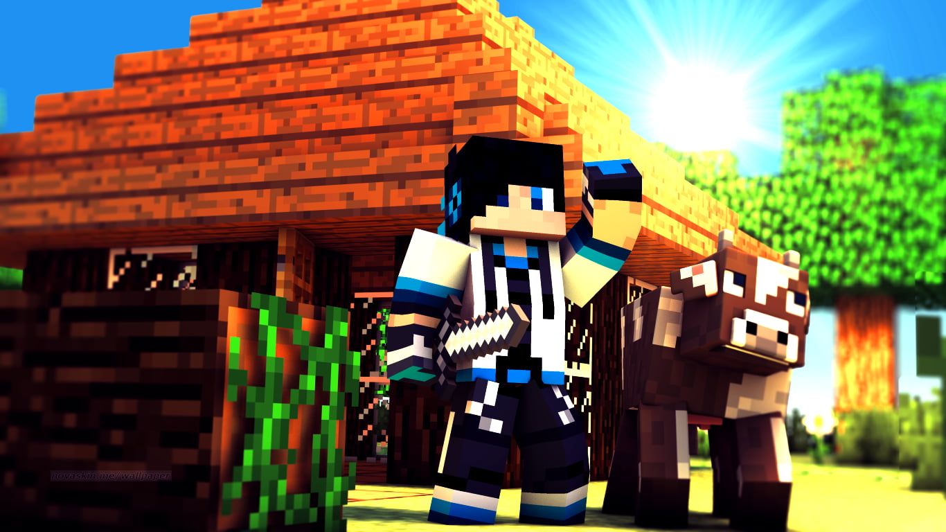 1366x768 Minecraft character illustration HD wallpaper | Wallpaper Flare