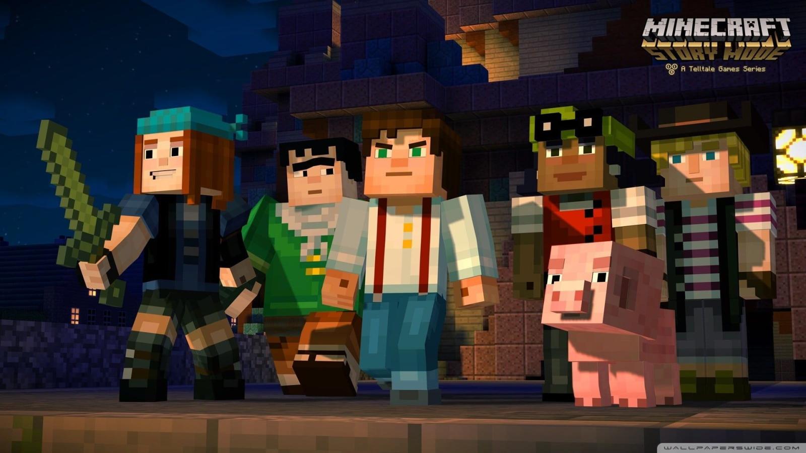 1920x1080 Five Minecraft character figures illustration HD wallpaper