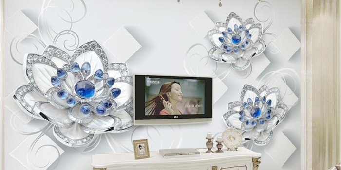 1000x800 beibehang Custom photo wallpaper mural European aesthetic blue jewelry  flowers 3d TV background wall wall papers home decor