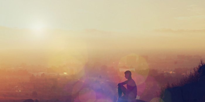 1366x768 wallpaper for desktop, laptop | mu46-morning-mountain-girl-alone