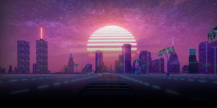 1920x800 Synthwave 8 Bit Pixel Cityscape Full Hd Wallpaper - EpicGaming