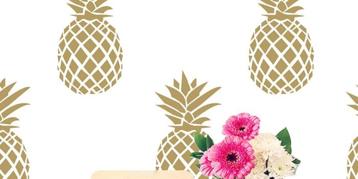 1000x1000 US $17.1 10% OFF|Gold Pineapple Self Adhesive Wallpaper Creative Fashion  Fruit Waterproof PVC Flat Wall Sticker for Furniture Bedroom Desktrop-in