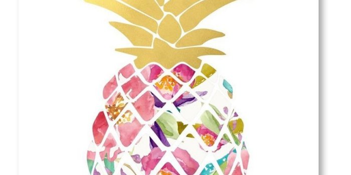 864x1080 Watercolor Floral and Gold Pineapple by Penny Jane Designs is on Rue