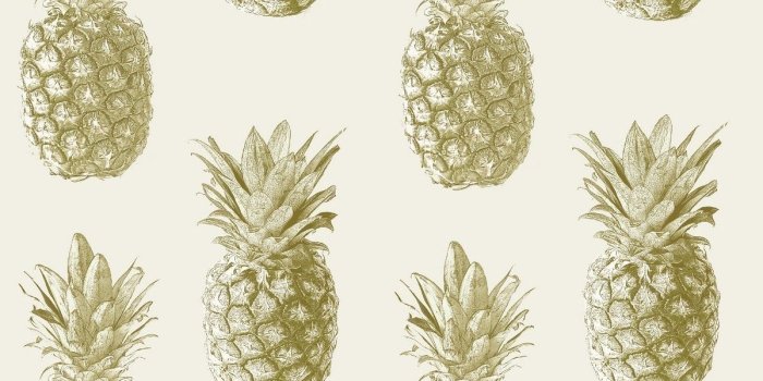 1200x1200 Gold Pineapple Metallic Wallpaper by GranDeco 135202