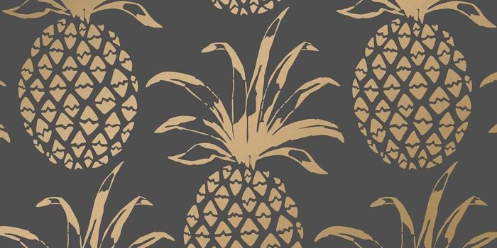 1500x1500 Piña Sola Designer Wallpaper in Color Eclipse 'Metallic Gold on Charcoal'