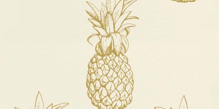 1000x1000 Wallpaper Pineapple Tropical white gold Gloss Rasch Textil 289687