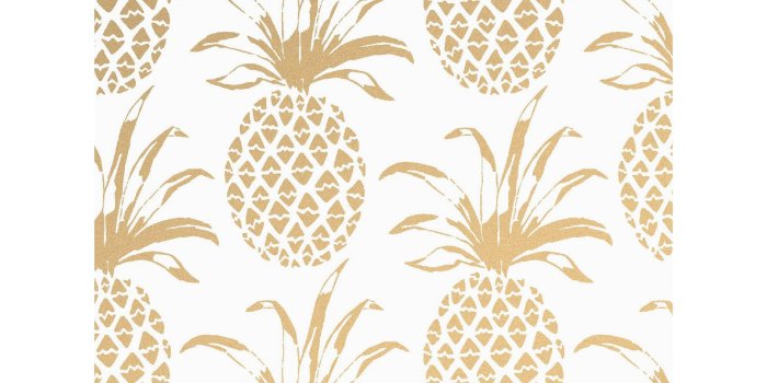 1950x1950 Piña Sola Designer Wallpaper in Color Sphinx 'Metallic Gold on White'