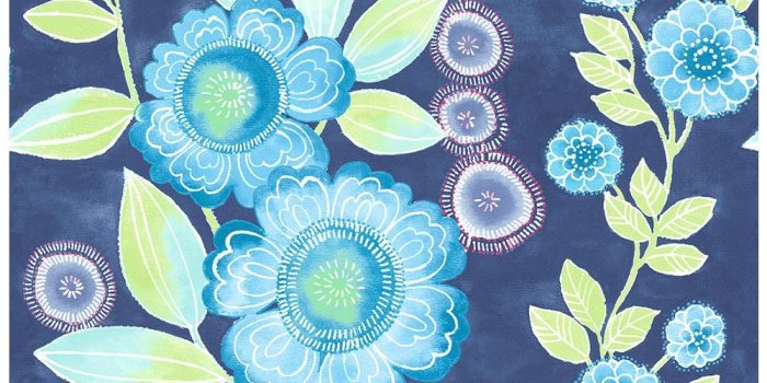 1000x1000 Bloom Blue Floral Wallpaper