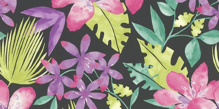 984x982 Flowers Wallpaper Floral Tropical Bold Leaf Jungle Black Multi Coloured  Rasch