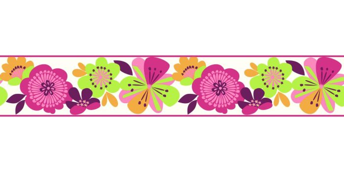 1000x1000 Cool Kids KS2227B Large Floral Border - Wallpaper & Border