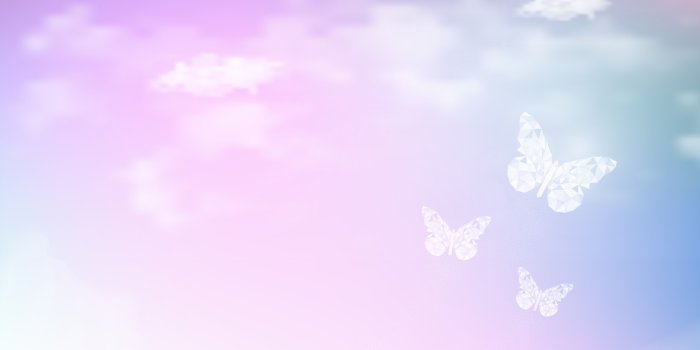 5000x3125 Fantasy dreaming sky with low poly butterflies in pastel color