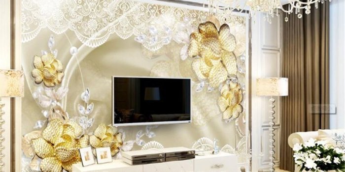 1000x800 Beibehang 3D Wallpaper Gold Diamond High Quality Luxury Rose Jewelry